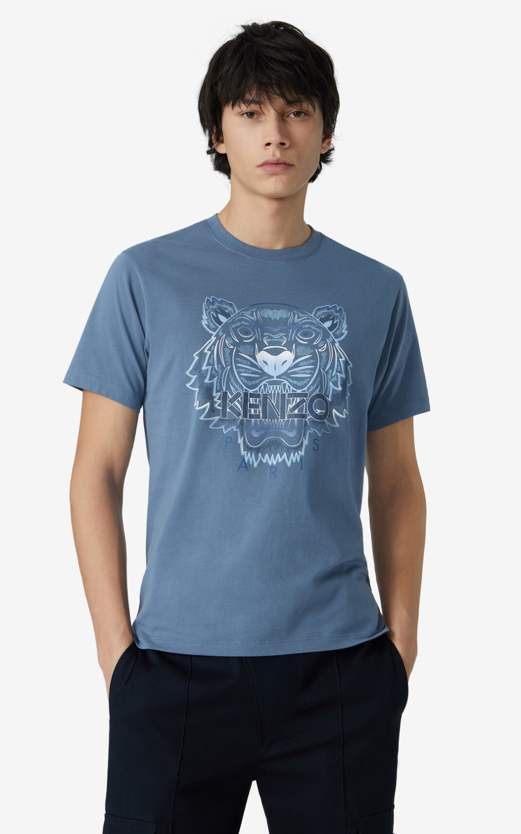 Camisetas Kenzo Gradient Tiger Hombre Azules ZBU740961